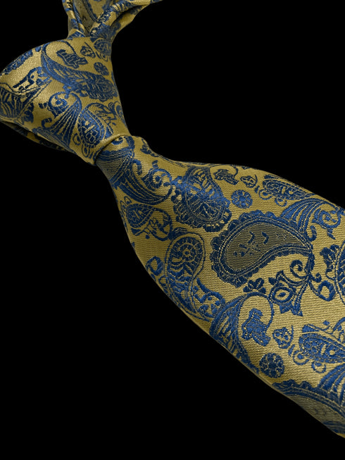 gold & light blue paisley design tie